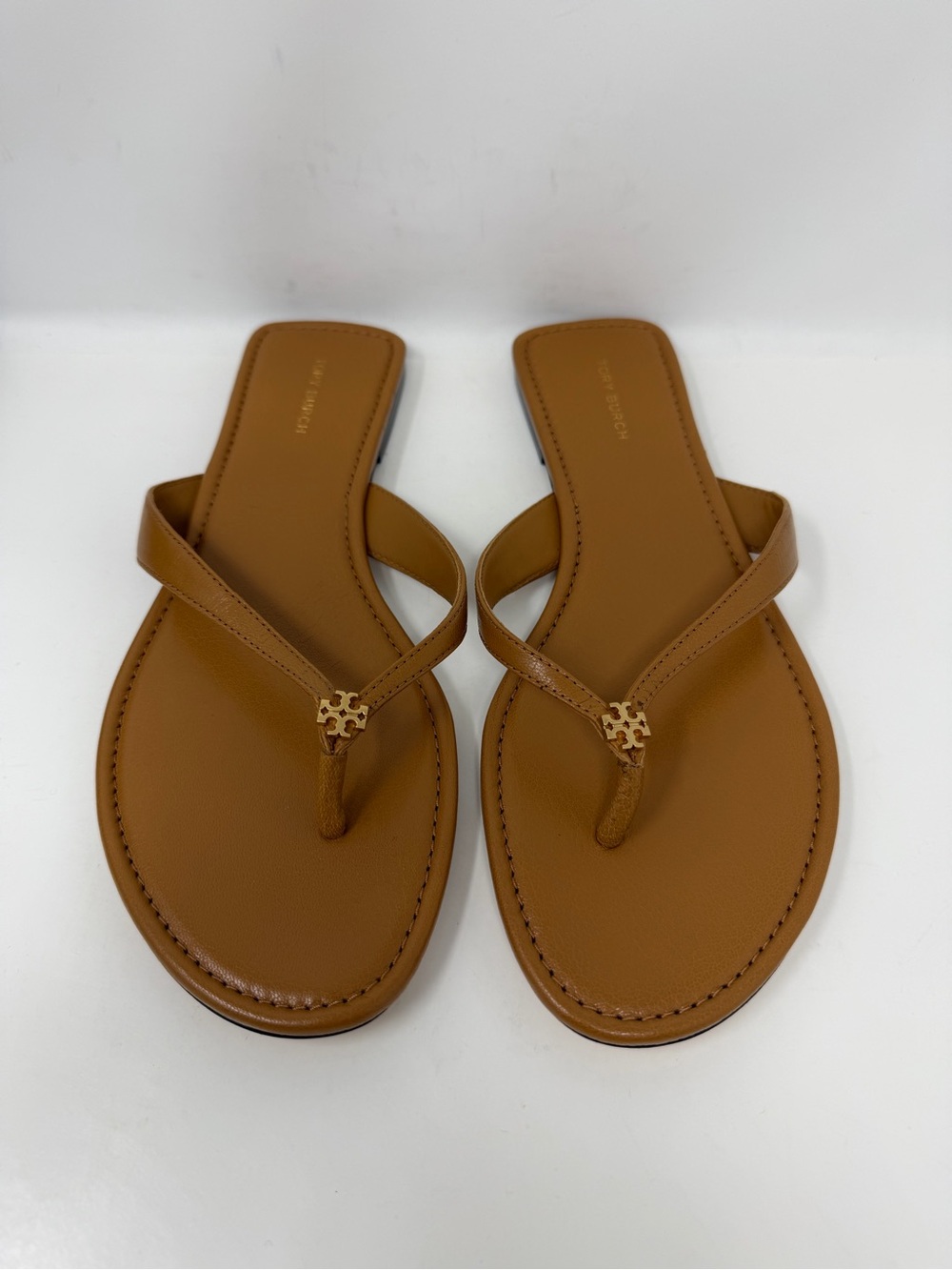 Tory Burch Classic Flip Flop Leather Camel Brown Size 8.5